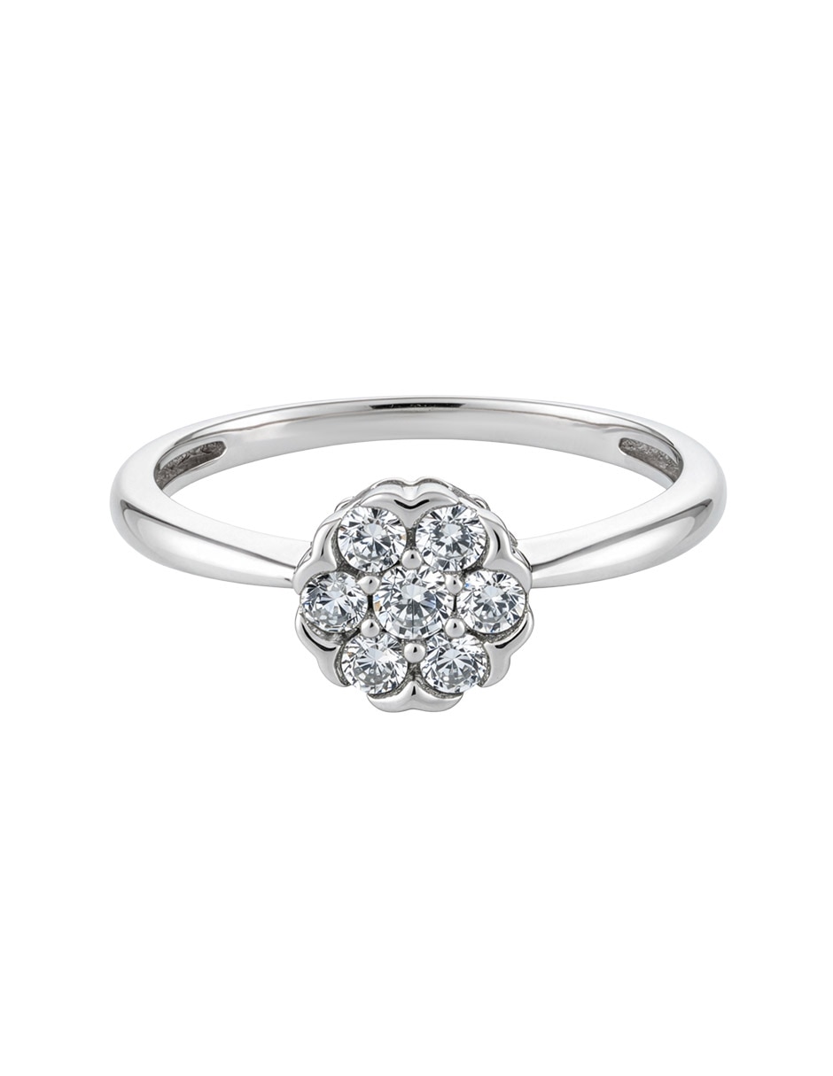 Anillo de compromiso de oro blanco 14 K diamante 1