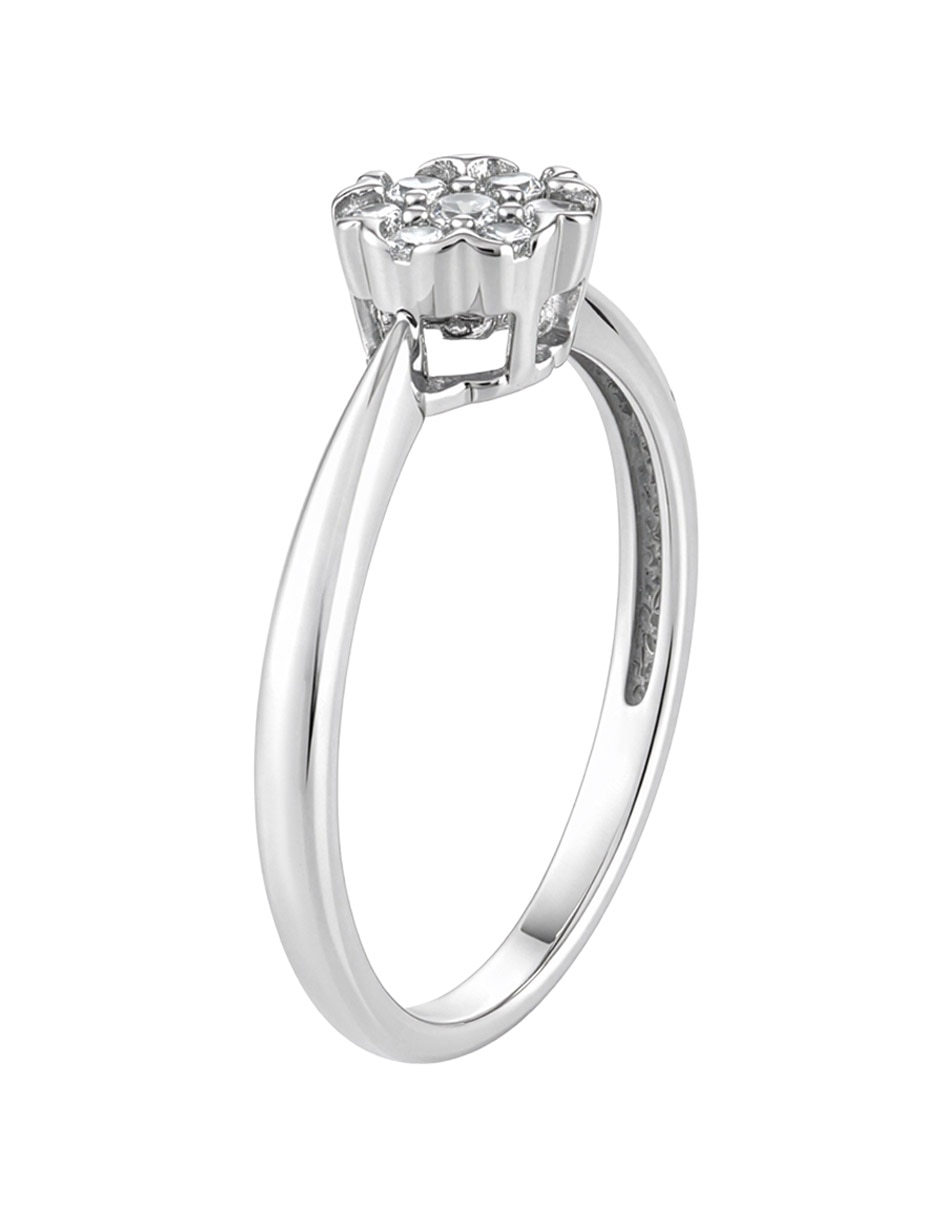 Anillo de compromiso de oro blanco 14 K diamante 3