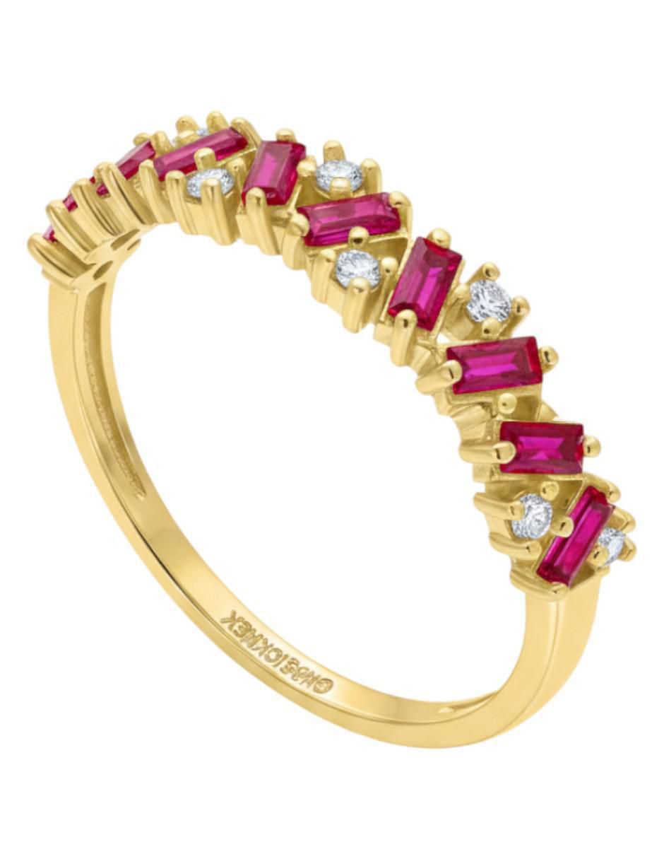 Anillo circular 10 k de oro amarillo zirconia brillante Anillo circular 10 k de oro amarillo zirconia brillante