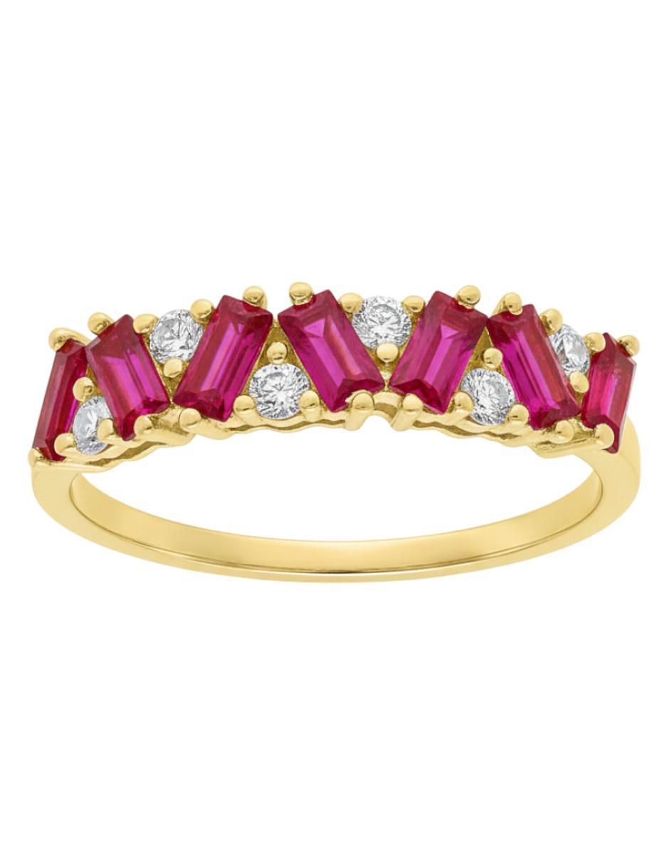 Anillo circular 10 k de oro amarillo zirconia brillante