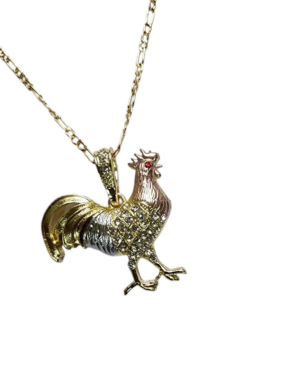 Collar con dije gallo de oro laminado 14 K 2