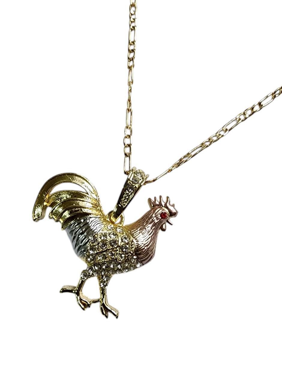 Collar con dije gallo de oro laminado 14 K 3