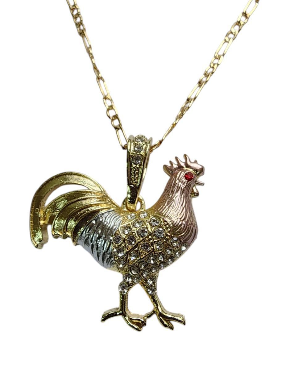 Collar con dije gallo de oro laminado 14 K 4