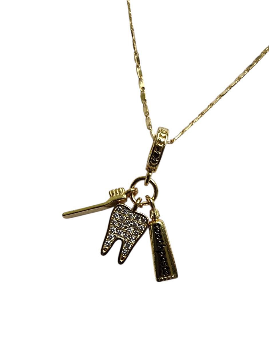 Collar con dije muela de oro laminado 14 K 3