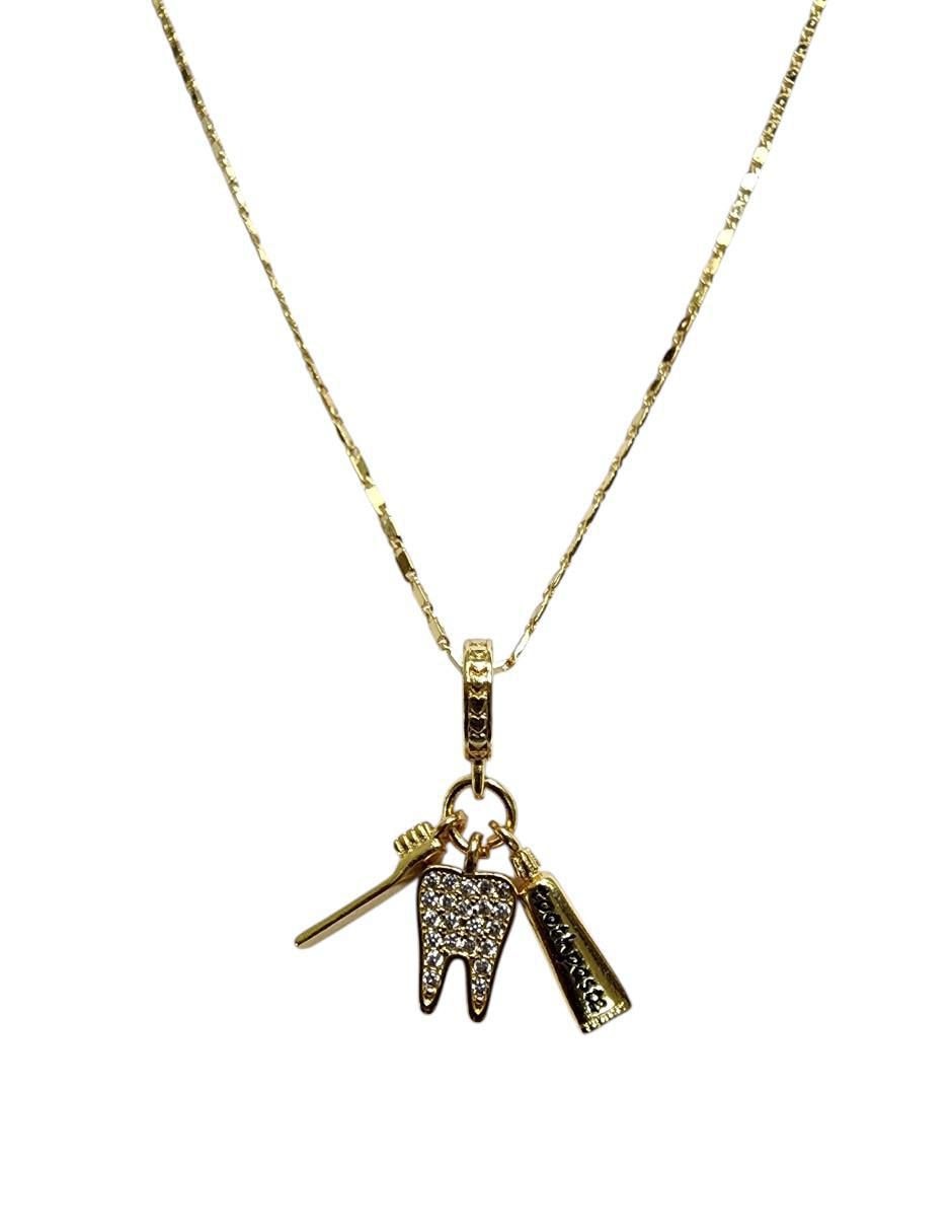 Collar con dije muela de oro laminado 14 K 4