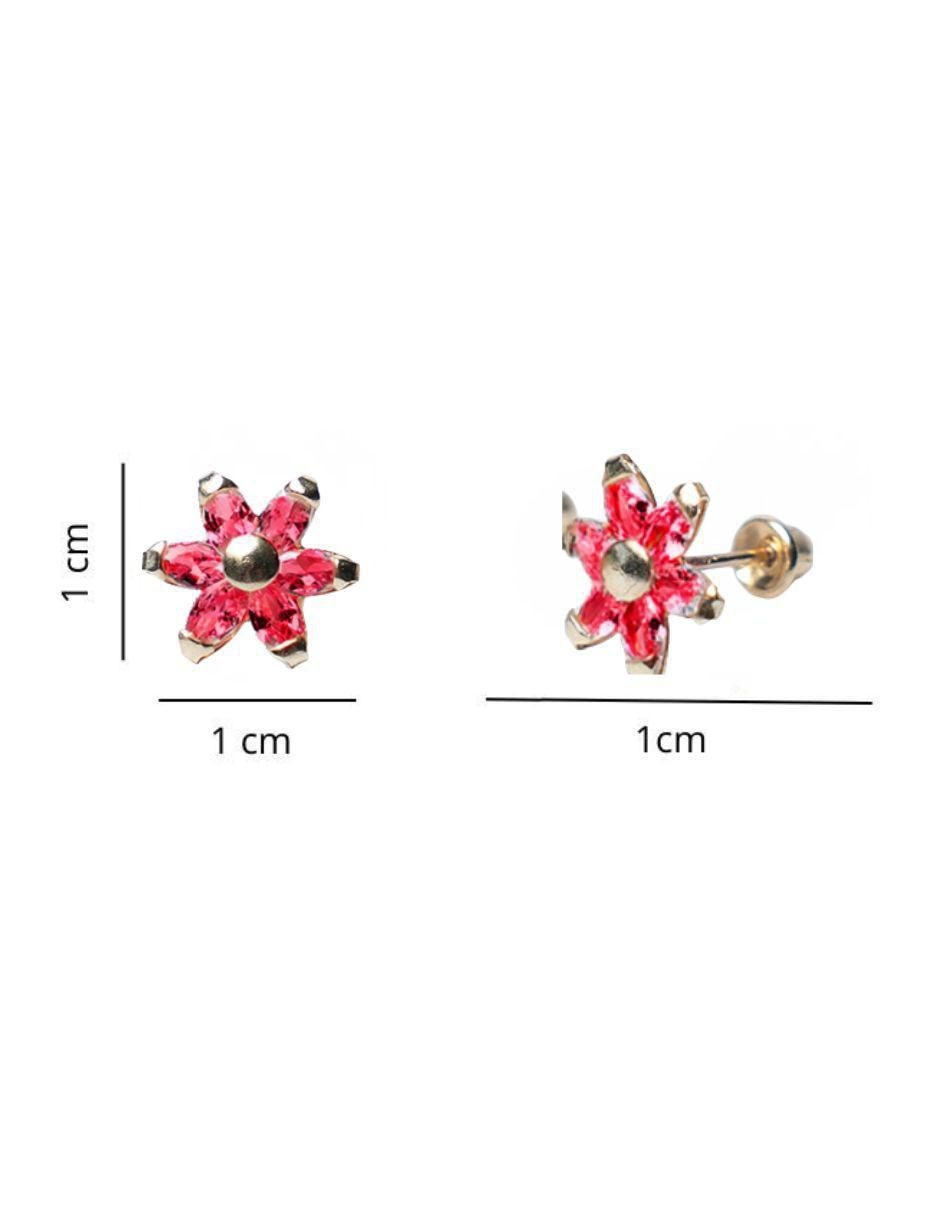 Broqueles de flor de oro 10 K con acabado pavé 4