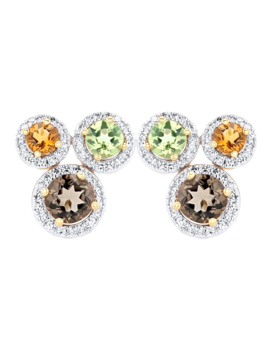 Broqueles circulares de oro amarillo 14 K con acabado brillante diamante
