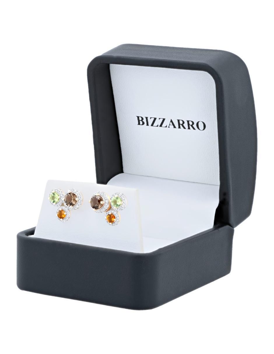 Broqueles circulares de oro amarillo 14 K con acabado brillante diamante 4