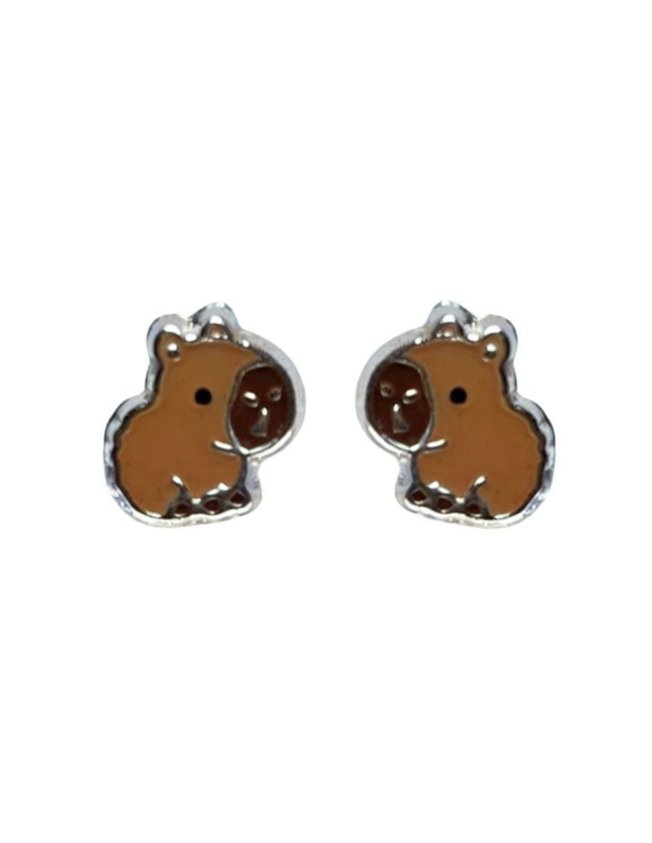 Broqueles de capibara de plata P 925 con acabado esmaltado Broqueles de capibara de plata P 925 con acabado esmaltado