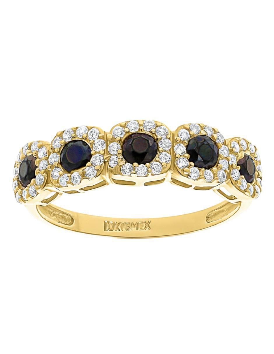 Anillo circular 10 k de oro amarillo zirconia brillante