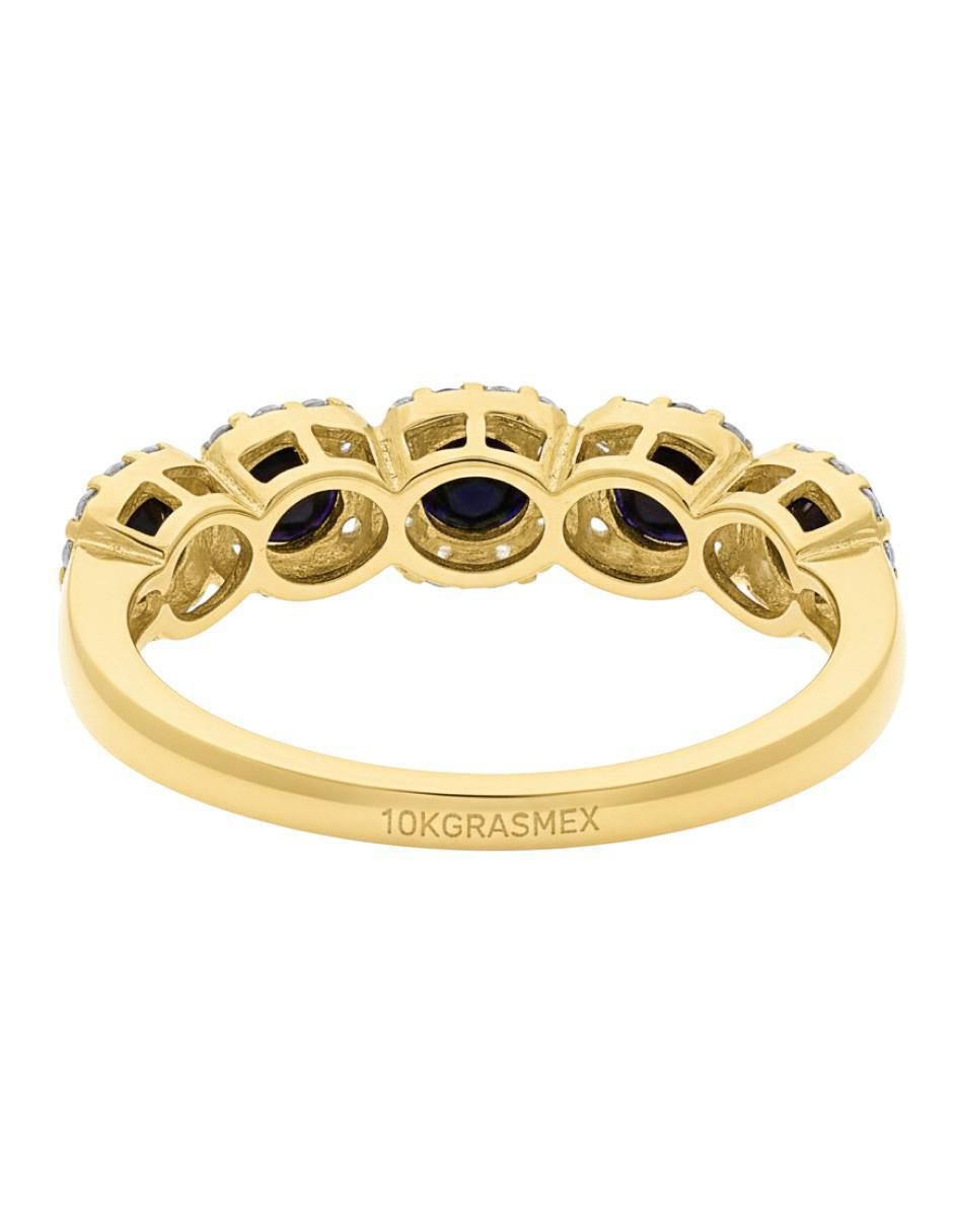 Anillo circular 10 k de oro amarillo zirconia brillante