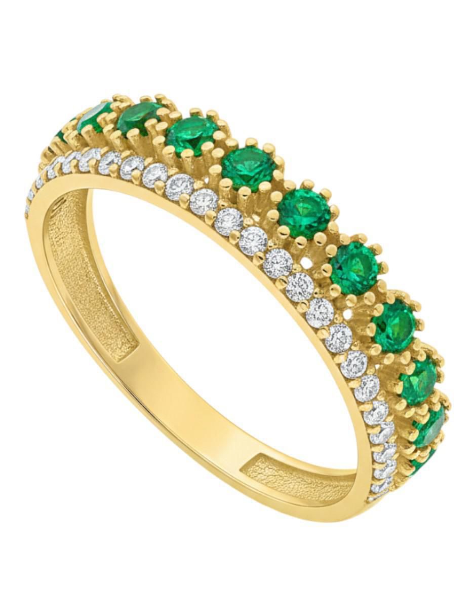 Anillo circular 10 k de oro amarillo zirconia brillante Anillo circular 10 k de oro amarillo zirconia brillante