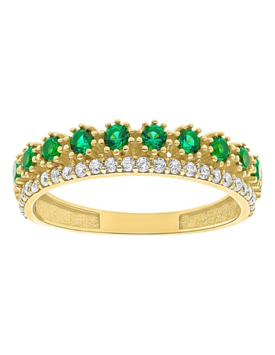 Anillo circular 10 k de oro amarillo zirconia brillante
