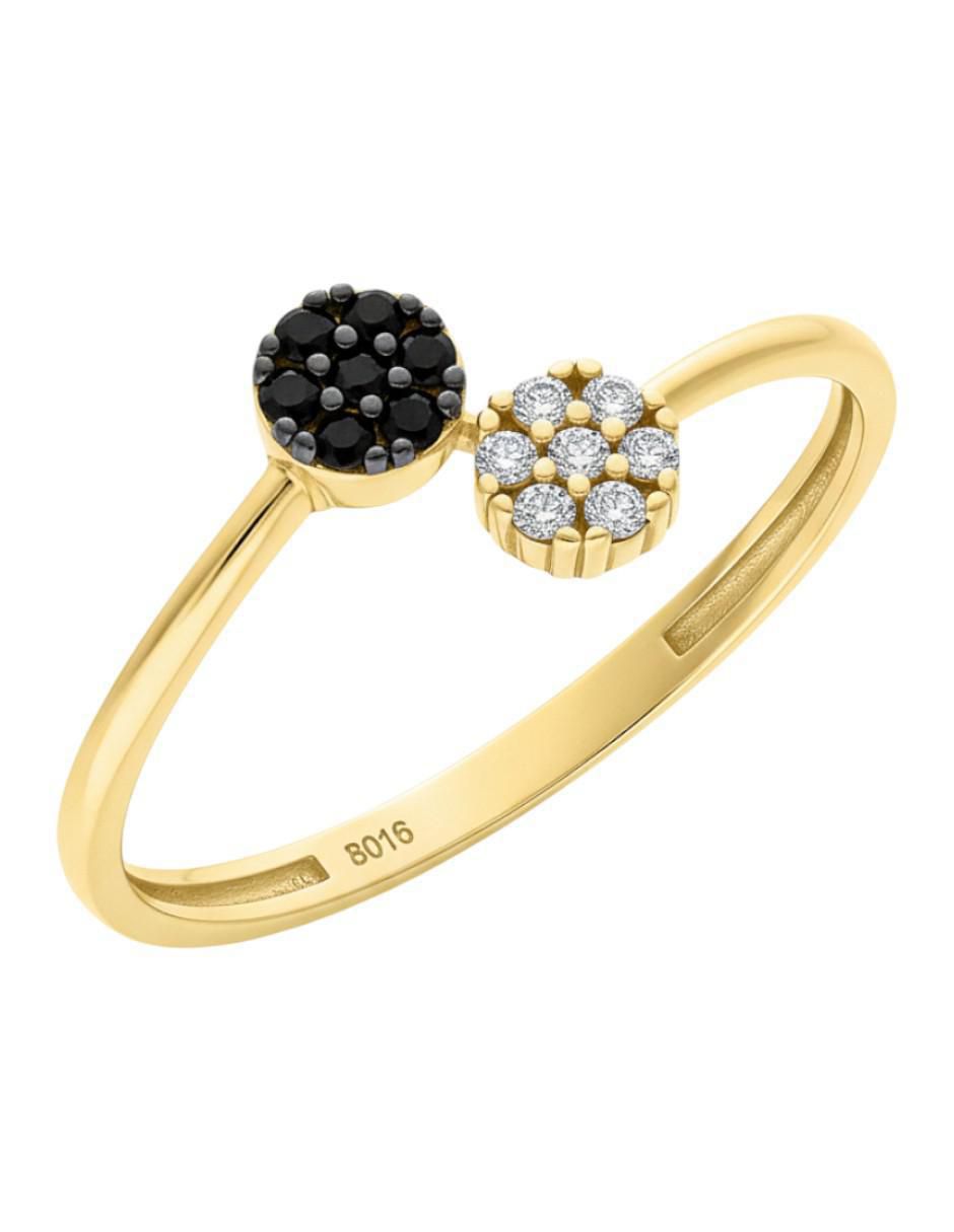 Anillo circular 10 k de oro amarillo zirconia brillante