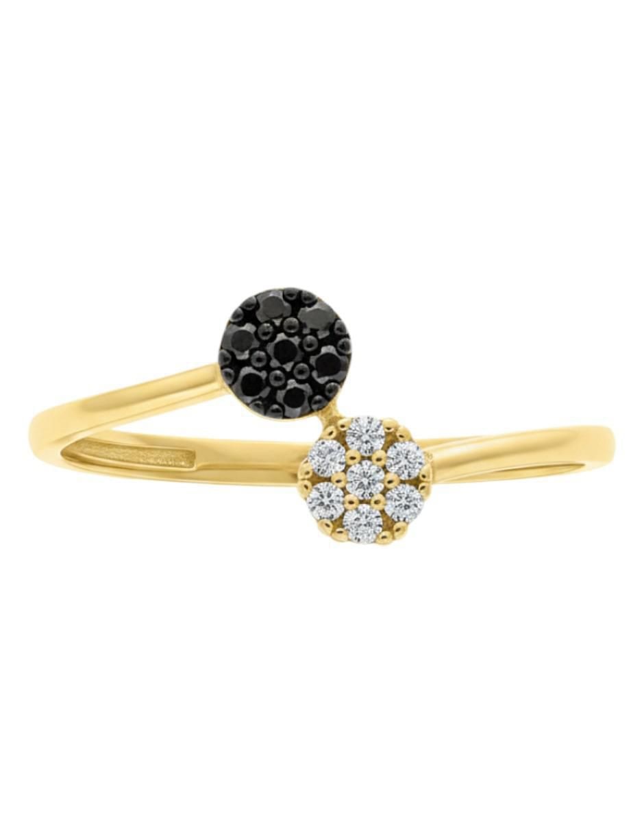Anillo circular 10 k de oro amarillo zirconia brillante