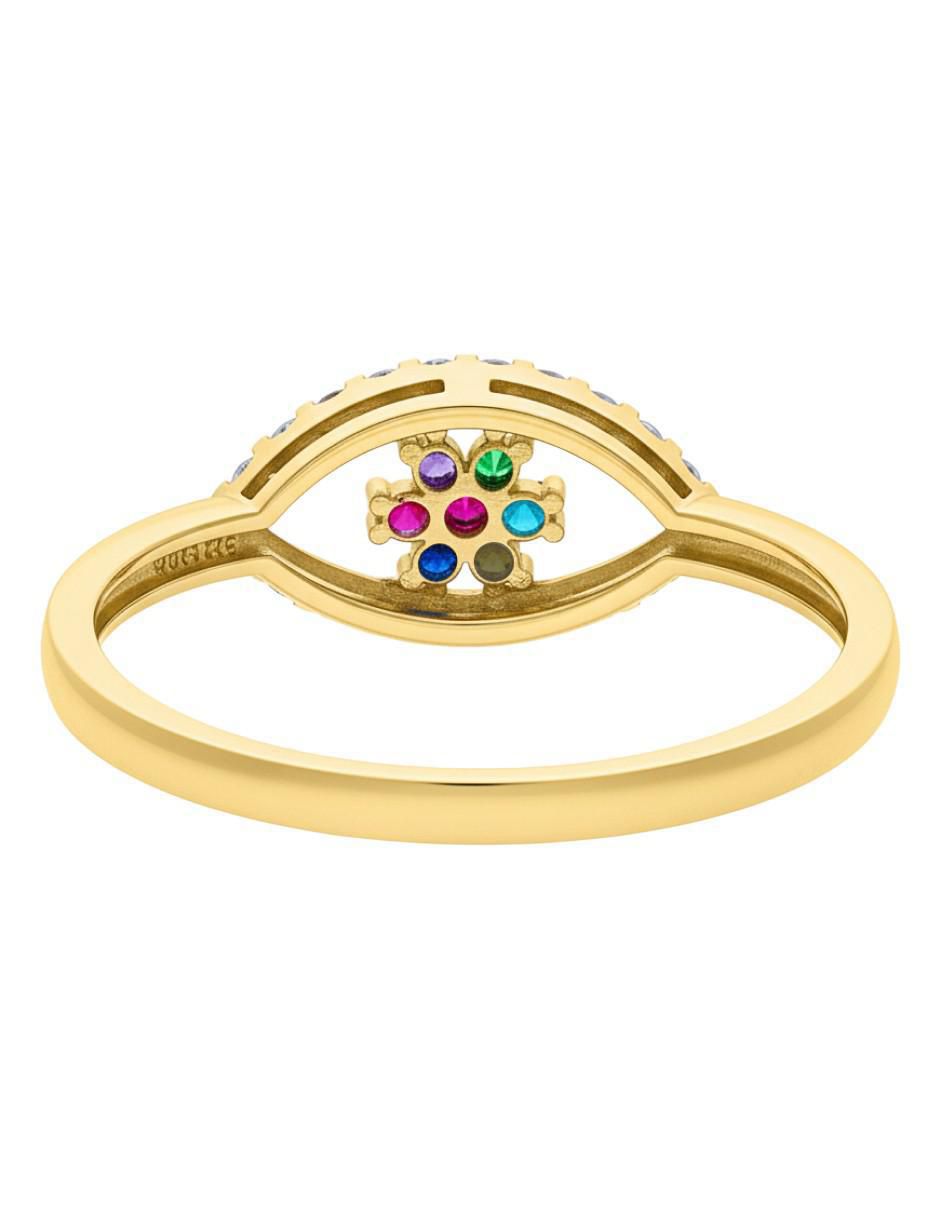 Anillo circular 10 k de oro amarillo zirconia brillante