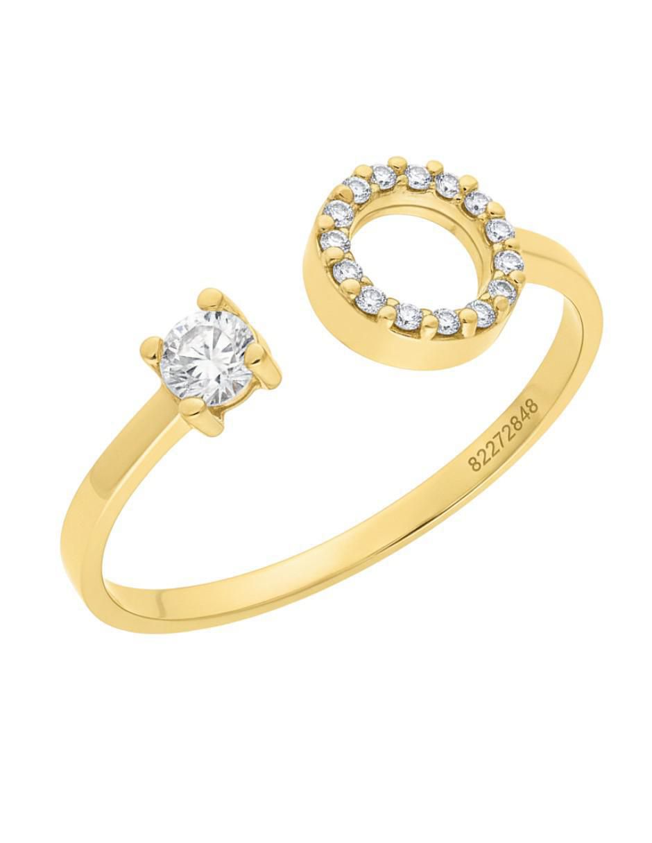 Anillo circular 10 k de oro amarillo zirconia brillante Anillo circular 10 k de oro amarillo zirconia brillante