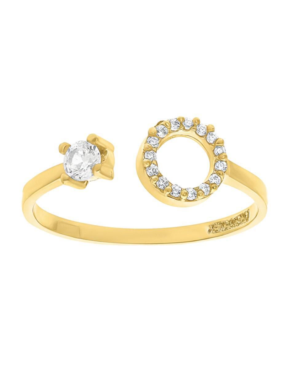 Anillo circular 10 k de oro amarillo zirconia brillante