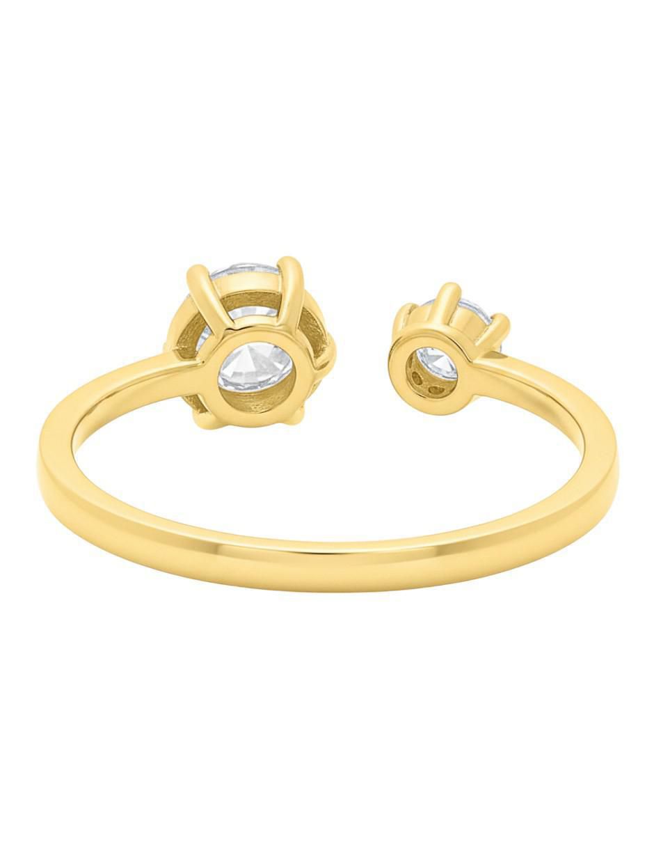 Anillo circular 10 k de oro amarillo zirconia brillante