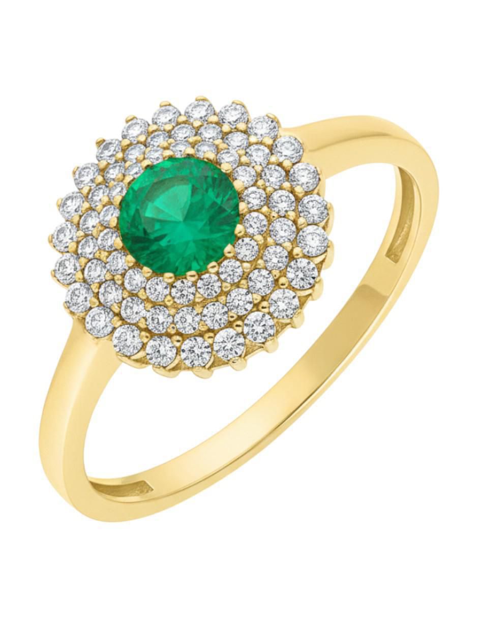 Anillo circular 10 k de oro amarillo zirconia brillante Anillo circular 10 k de oro amarillo zirconia brillante