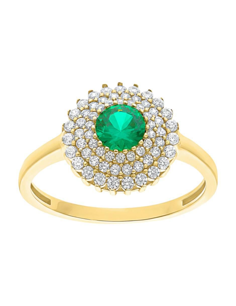 Anillo circular 10 k de oro amarillo zirconia brillante