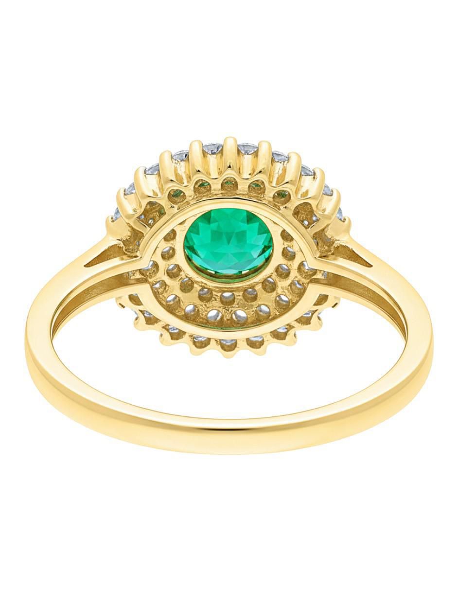 Anillo circular 10 k de oro amarillo zirconia brillante