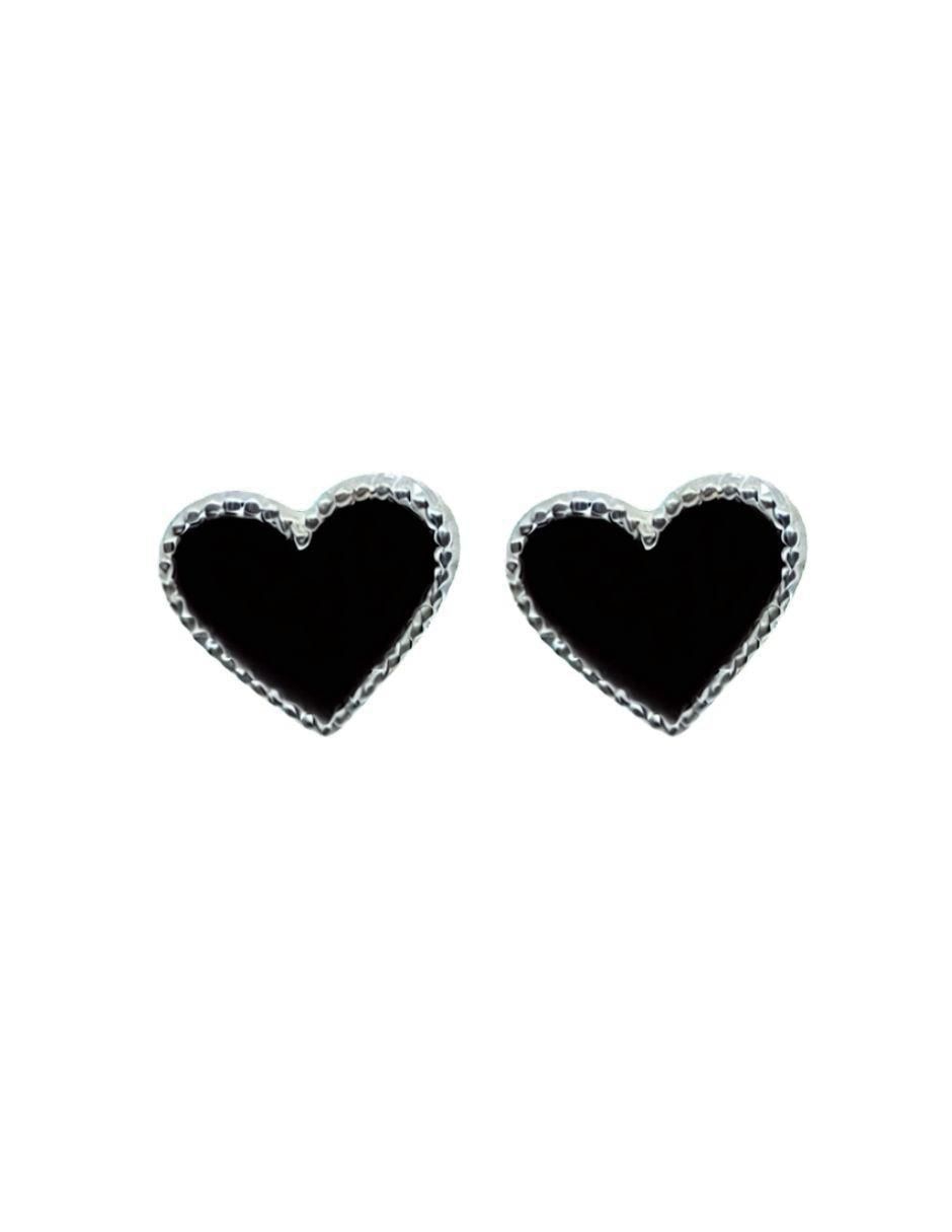 Broqueles de corazón de plata P 925 con acabado esmaltado Broqueles de corazón de plata P 925 con acabado esmaltado