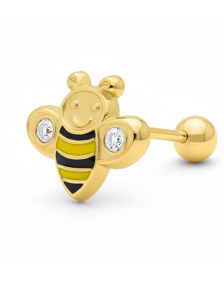 Broquel individual de abeja de oro amarillo 10 K con acabado brillante Broquel individual de abeja de oro amarillo 10 K con acabado brillante