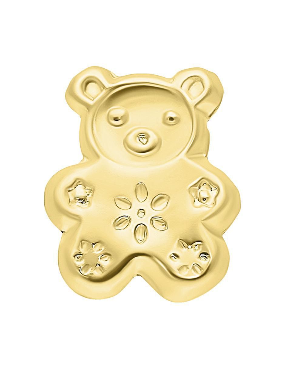 Broquel individual de oso de oro amarillo 10 K con acabado brillante zirconia