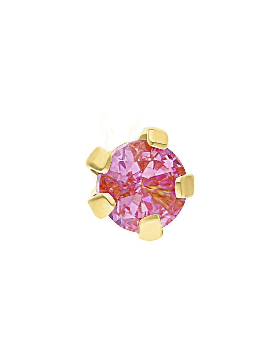 Broquel individual de oso de oro amarillo 10 K con acabado brillante zirconia