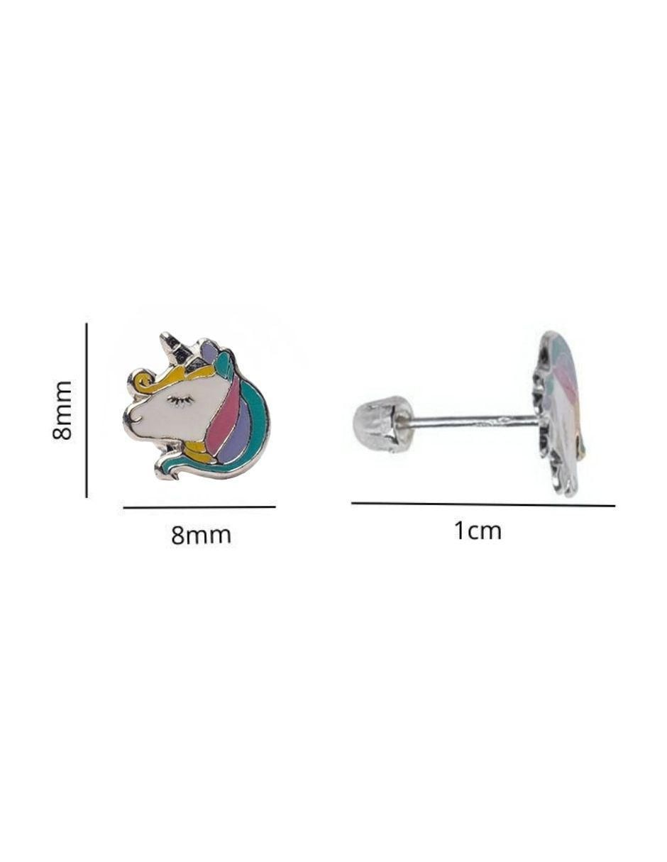 Broqueles de unicornio Mardia de plata P 925 con acabado esmaltado
