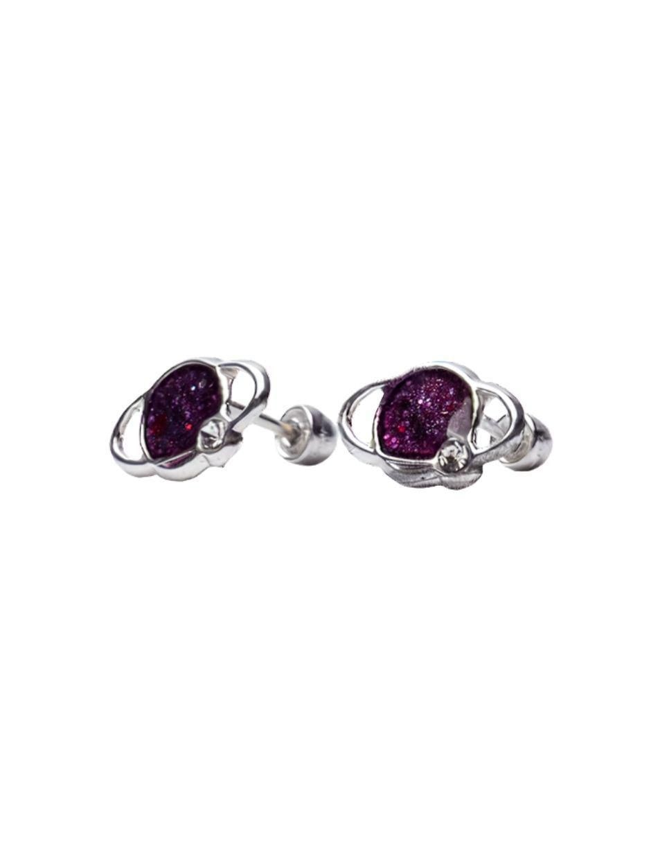 Broqueles de planeta Mardia de plata P 925 con acabado esmaltado zirconia