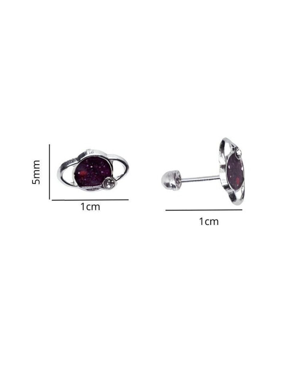 Broqueles de planeta Mardia de plata P 925 con acabado esmaltado zirconia