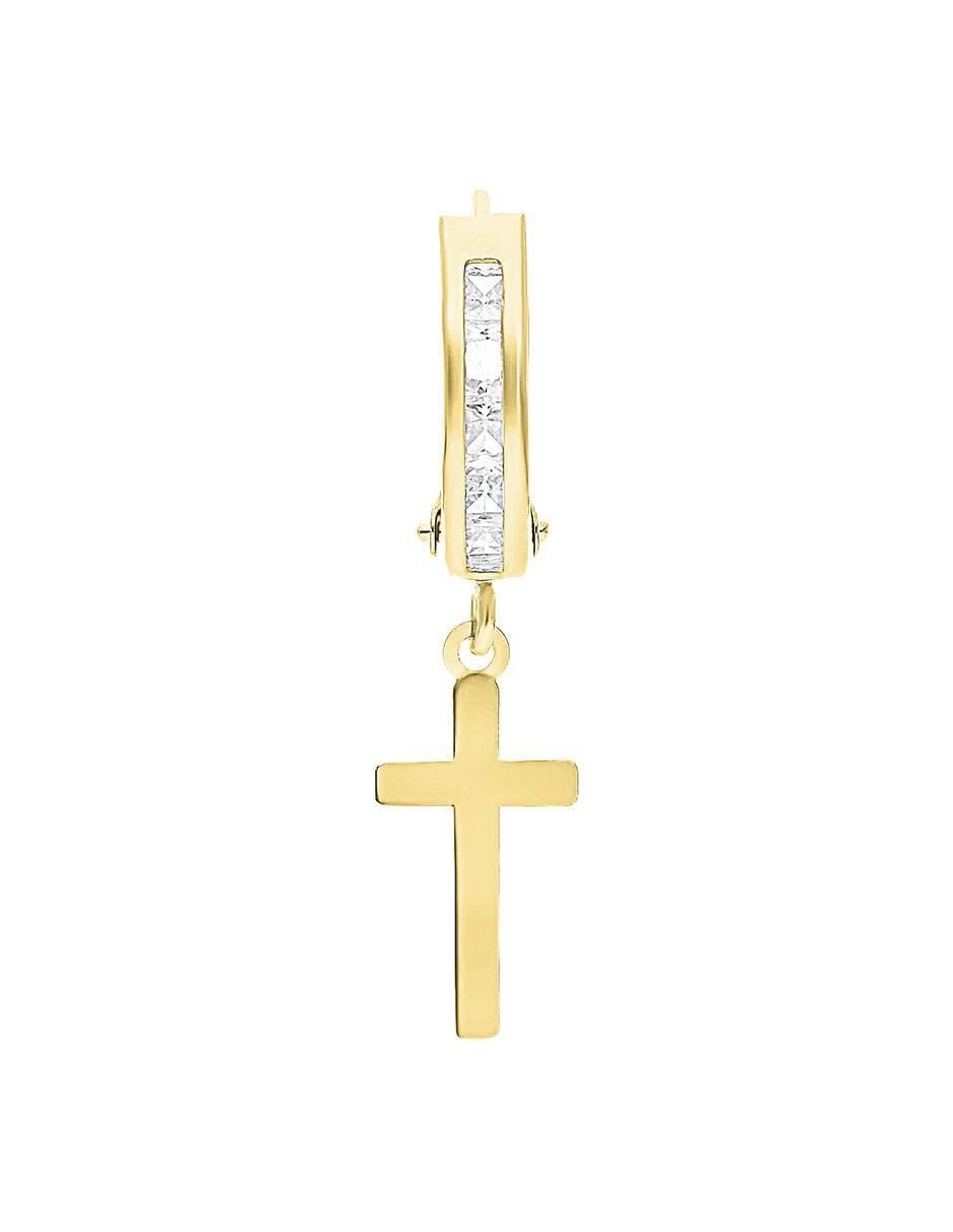 Arete de cruz Joyería M de Leon de oro 10 K con acabado brillante zirconia 3