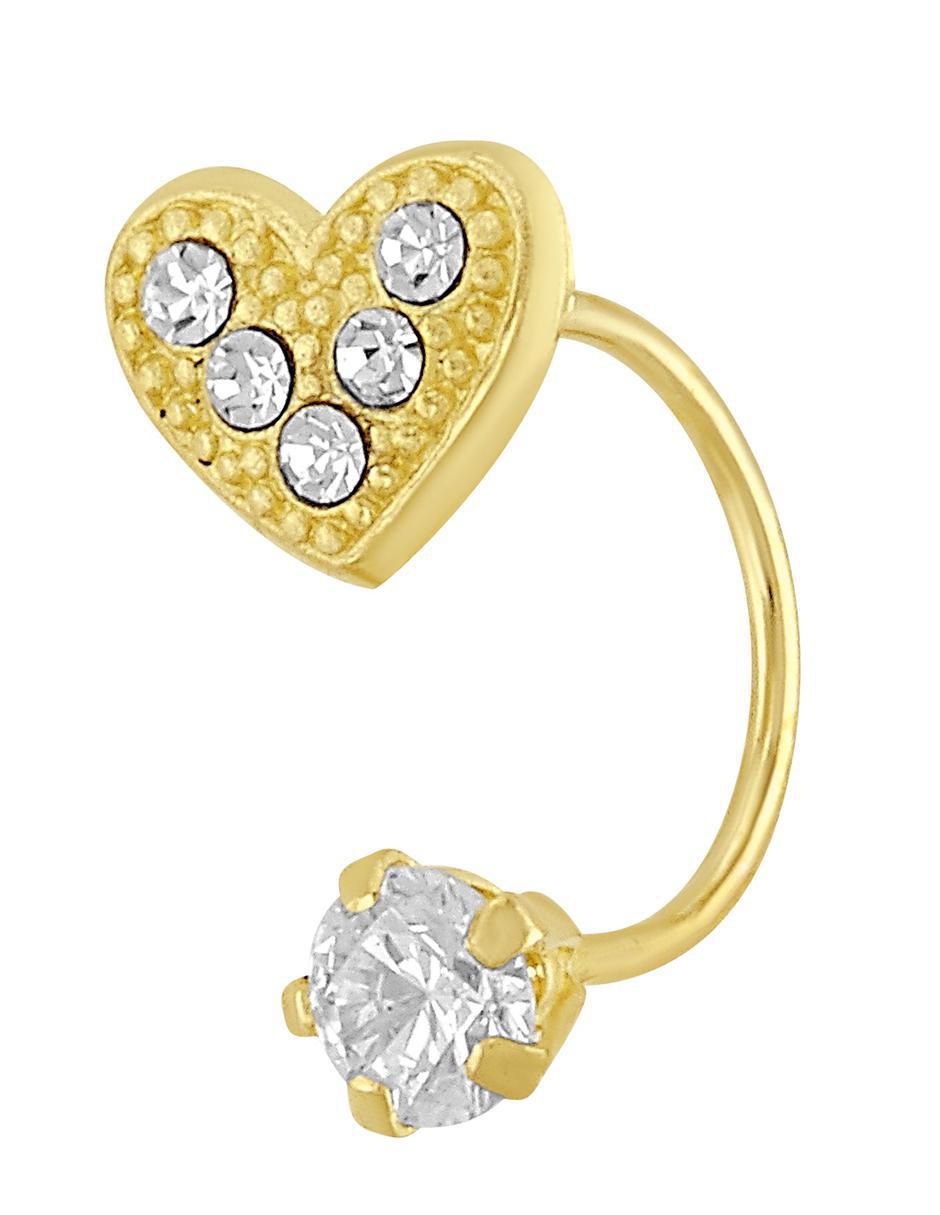 Broquel individual de corazón de oro 10 K zirconia Broquel individual de corazón de oro 10 K zirconia