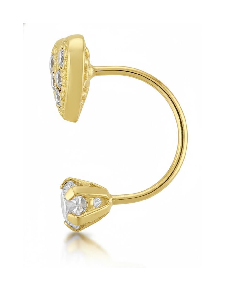 Broquel individual de corazón de oro 10 K zirconia 4