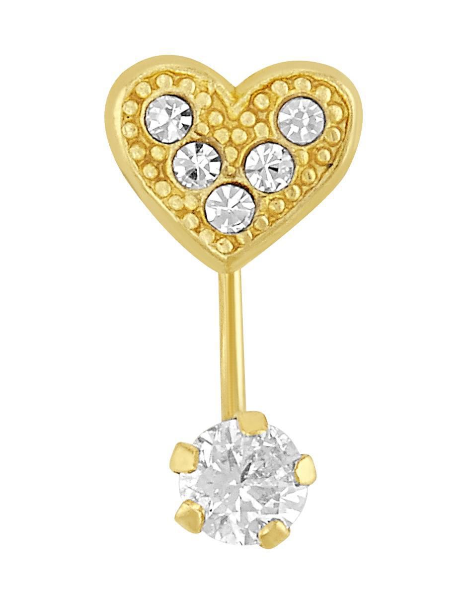 Broquel individual de corazón de oro 10 K zirconia 3