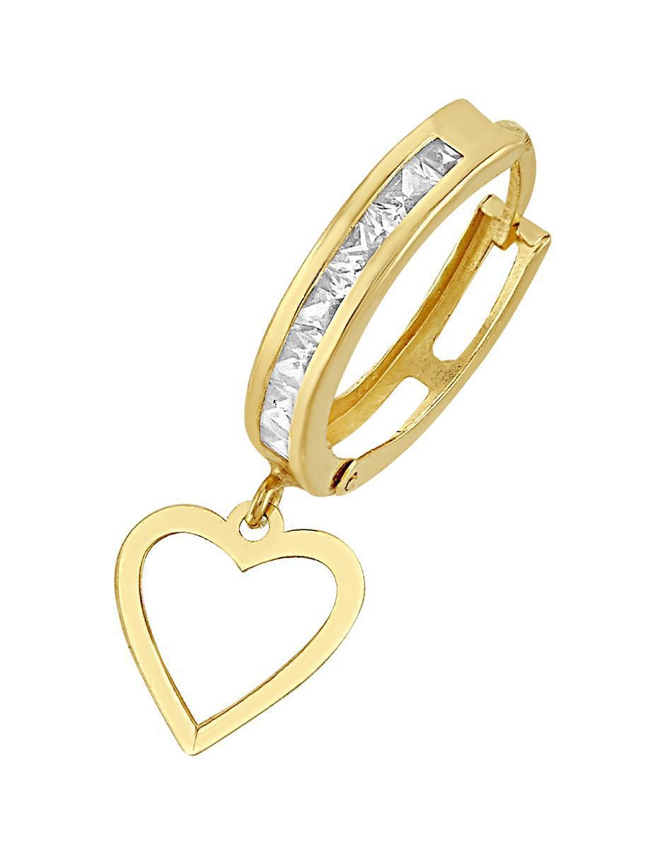 Arete de corazón de oro 10 K con acabado brillante zirconia Arete de corazón de oro 10 K con acabado brillante zirconia