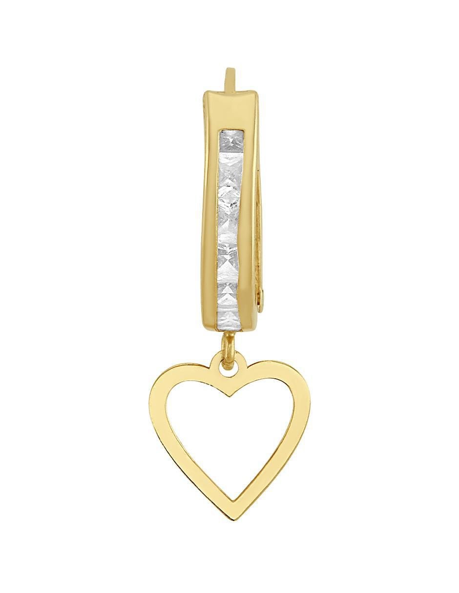 Arete de corazón de oro 10 K con acabado brillante zirconia 4