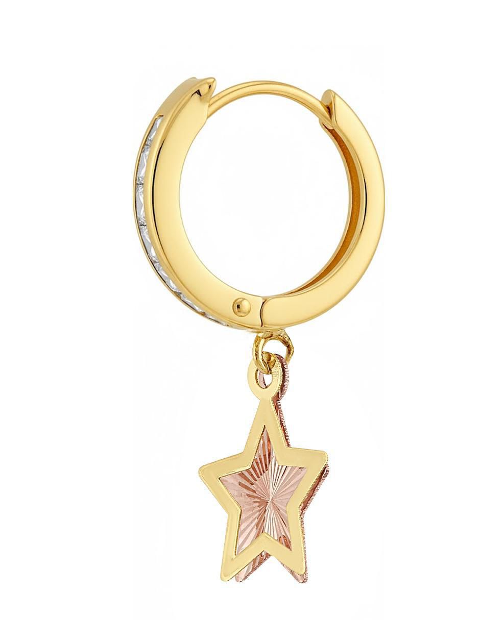 Arete de estrella de oro 10 K con acabado brillante zirconia 4