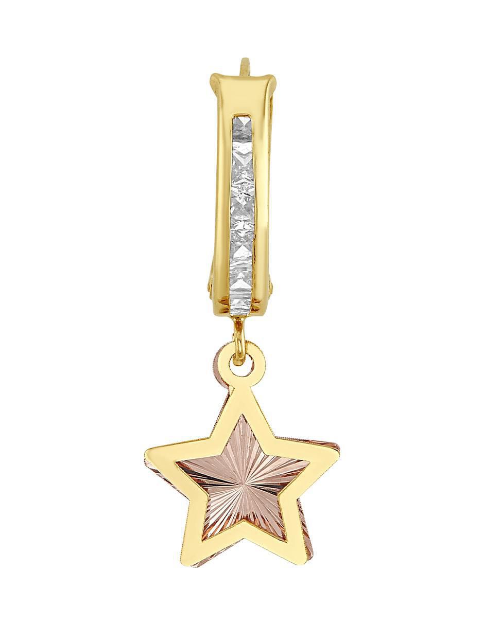 Arete de estrella de oro 10 K con acabado brillante zirconia 3