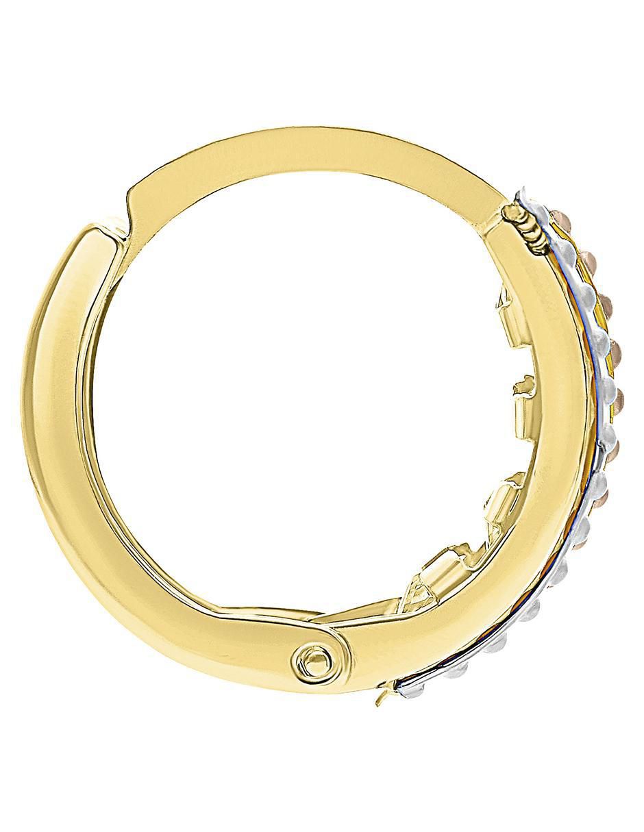 Arete Joyería M de Leon de oro 10 K con acabado brillante zirconia 4