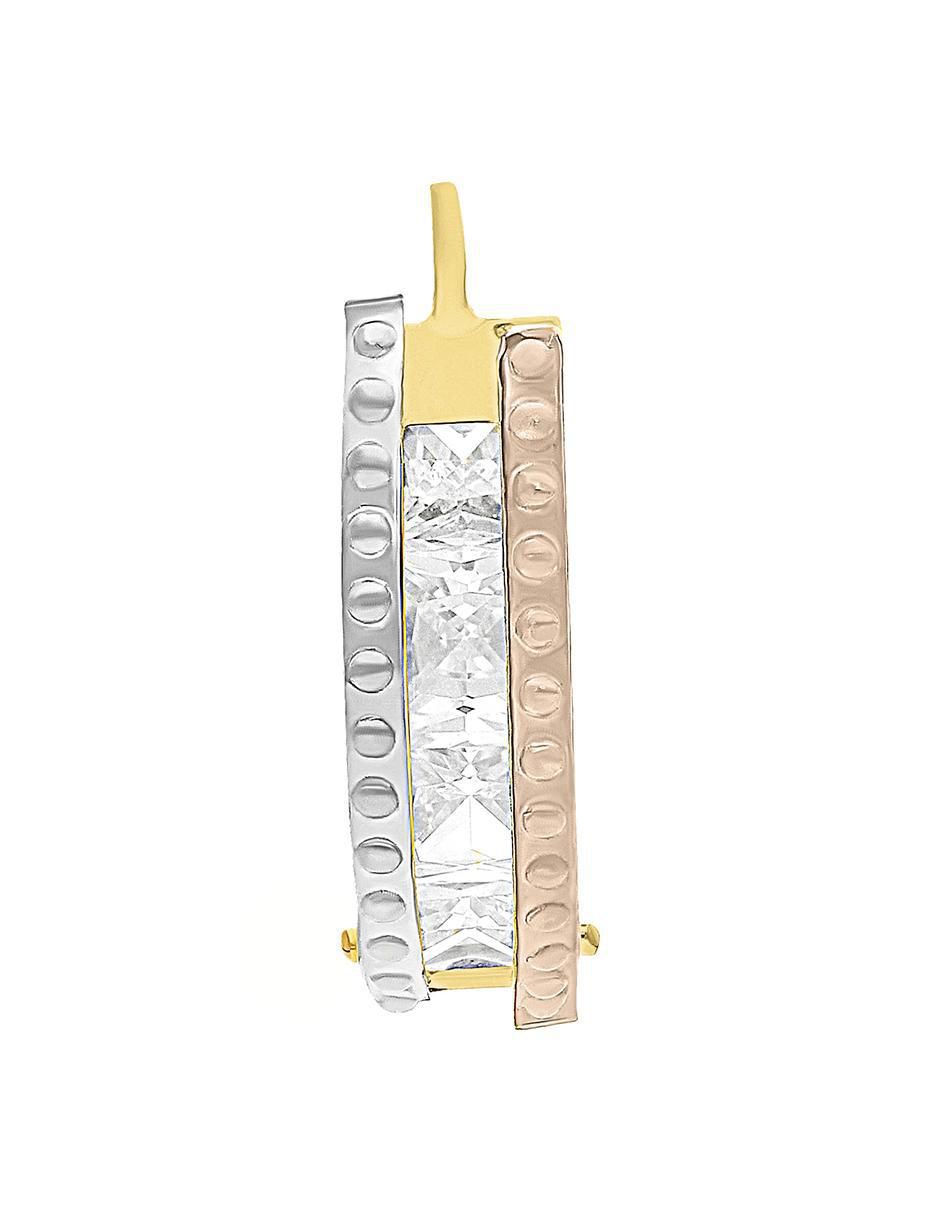 Arete Joyería M de Leon de oro 10 K con acabado brillante zirconia 3