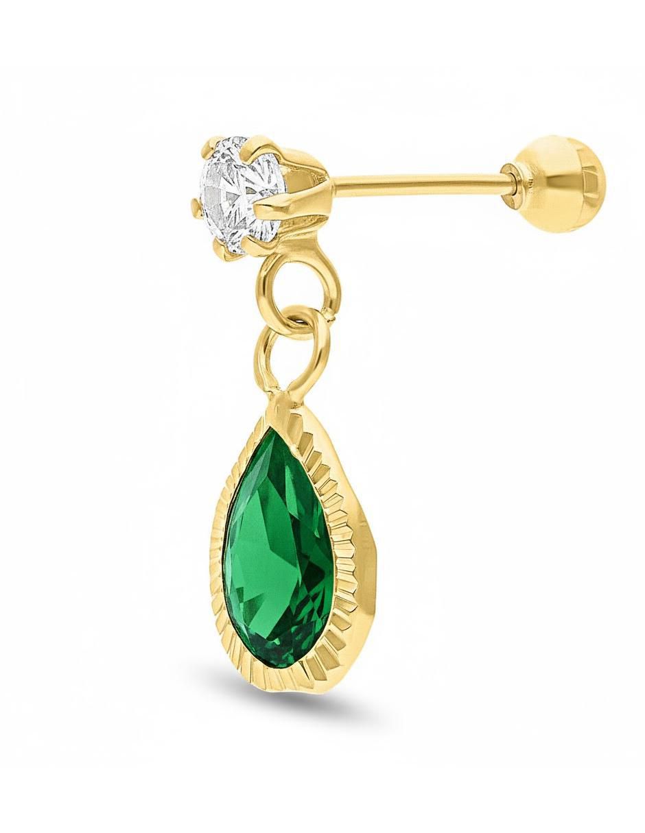 Broquel individual de gota de oro 10 K con acabado brillante zirconia