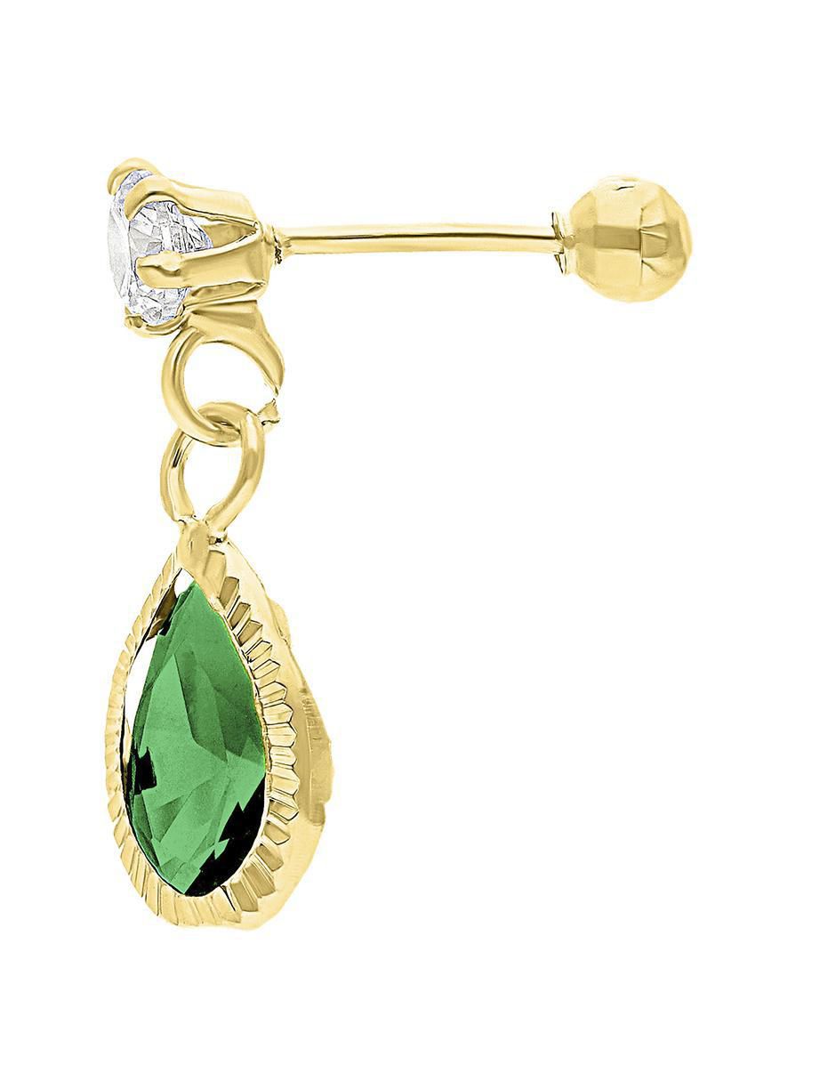 Broquel individual de gota de oro 10 K con acabado brillante zirconia