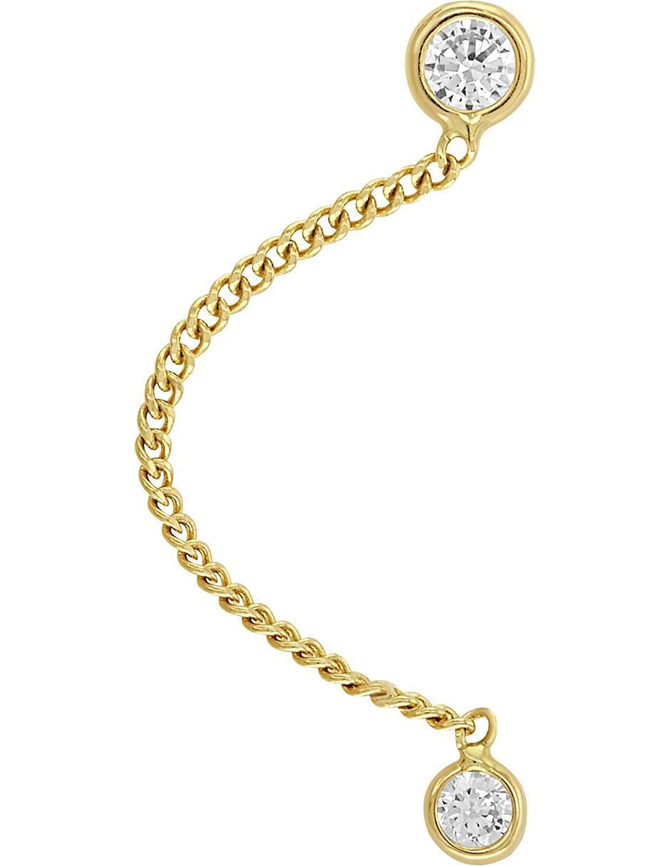 Broquel individual de oro 10 K con acabado brillante zirconia 4