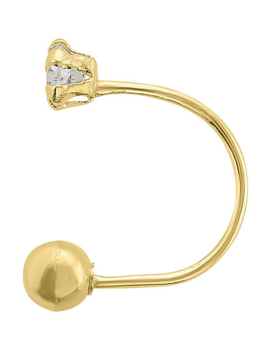 Broquel individual de oro 10 K con acabado brillante zirconia
