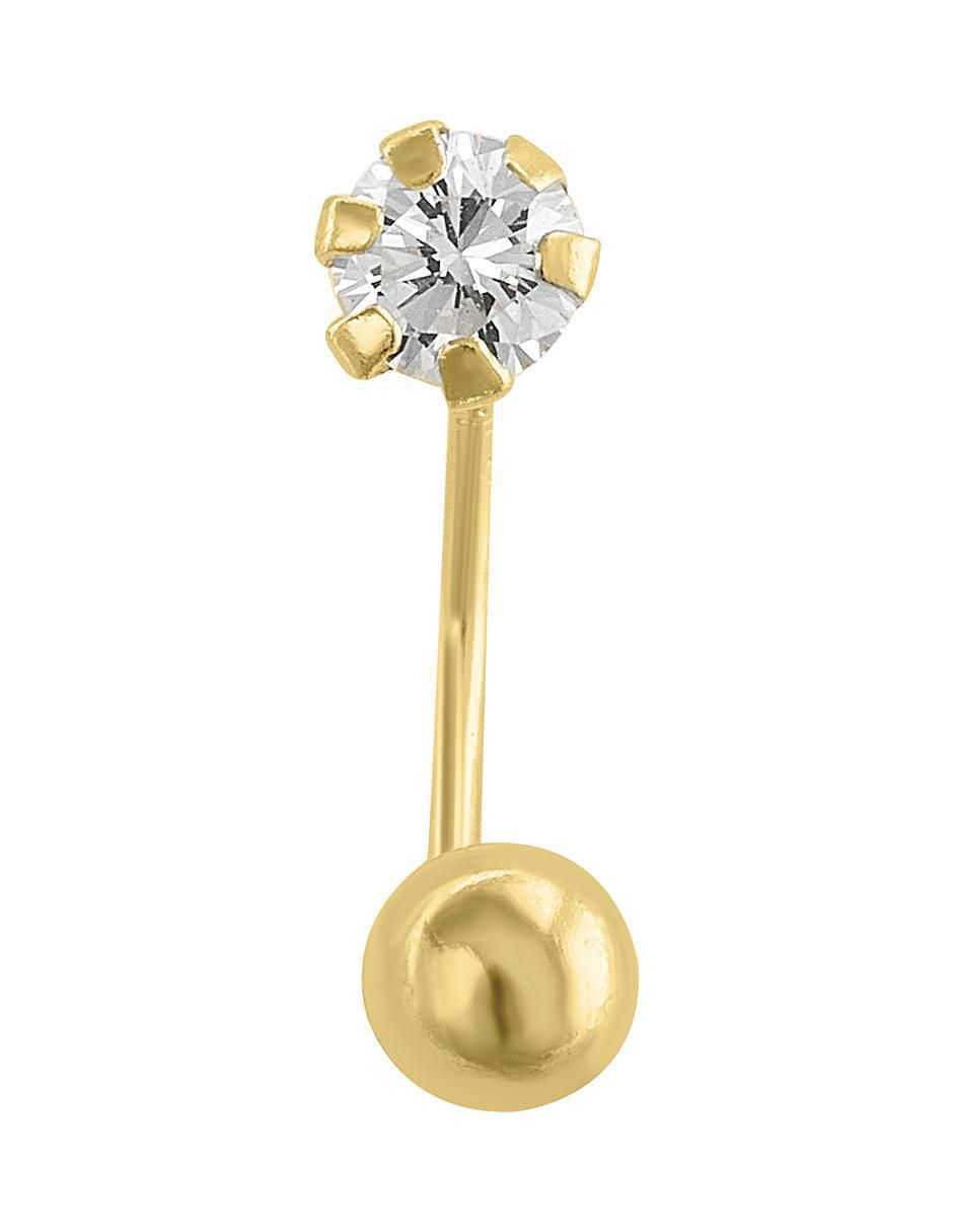 Broquel individual de oro 10 K con acabado brillante zirconia