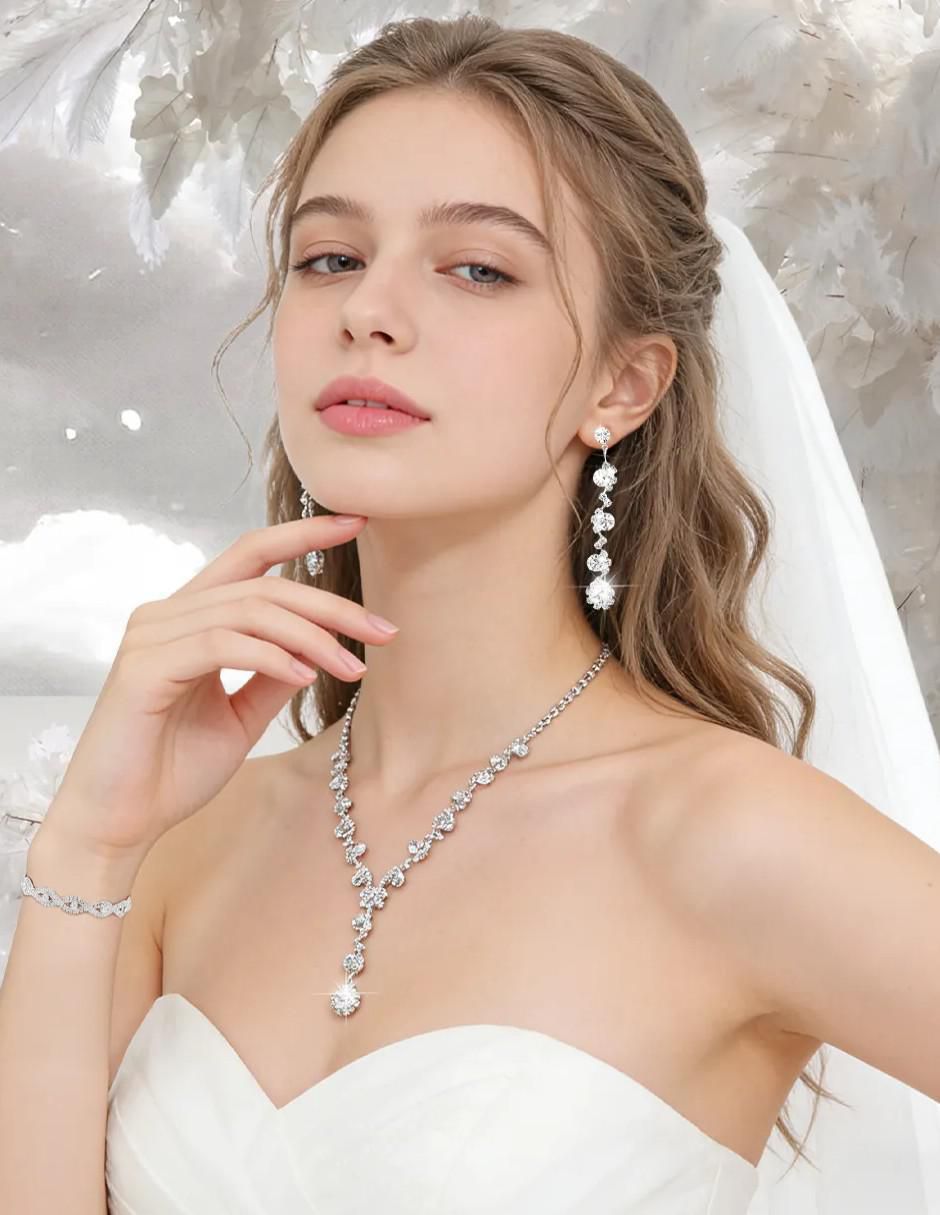Aretes, collar y pulsera cristal