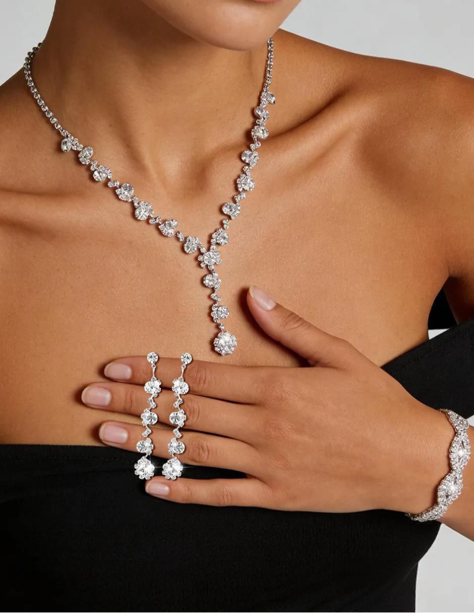 Aretes, collar y pulsera cristal